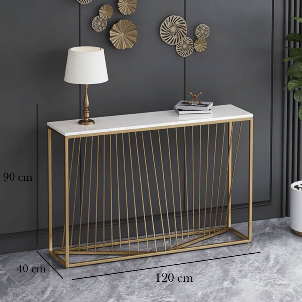 Patrick iron console, electrostatic paint and marble