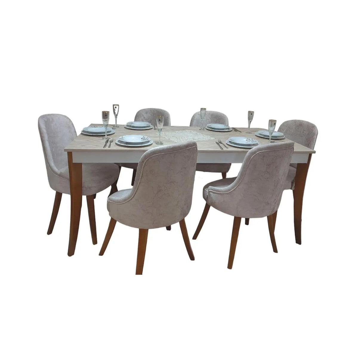 Dining table - 7 pieces of high quality beech wood - KYN-166