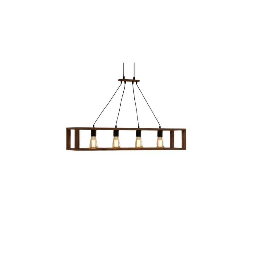 Natural Wood Chandelier with Reddish Brown Paint – Model SKN-013 from Oscar Furniture