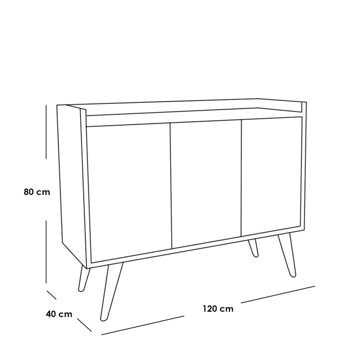 White and beige MDF buffet - 80 x 120 x 40 cm - OSM-574