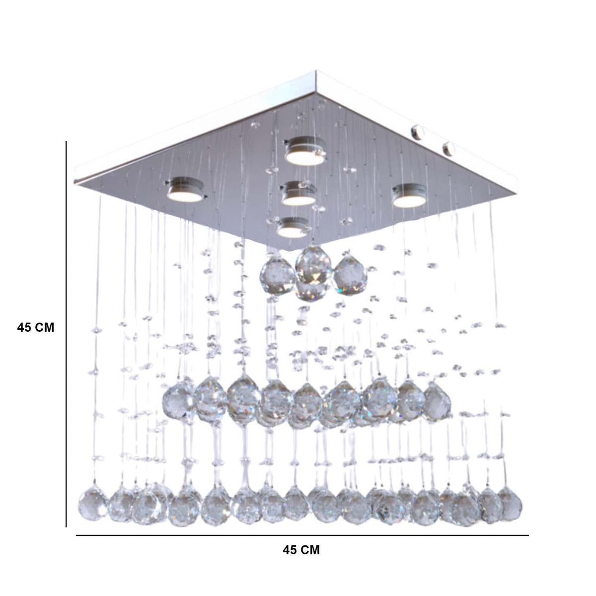 Crystal and steel chandelier with a luxurious and elegant touch