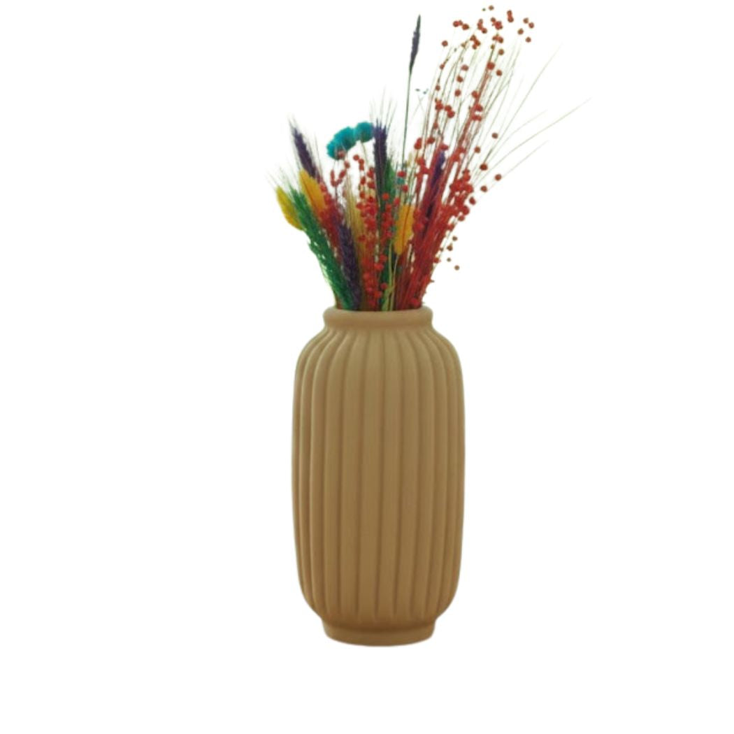Beige-colored ceramic vase with elegant design – KHK-013