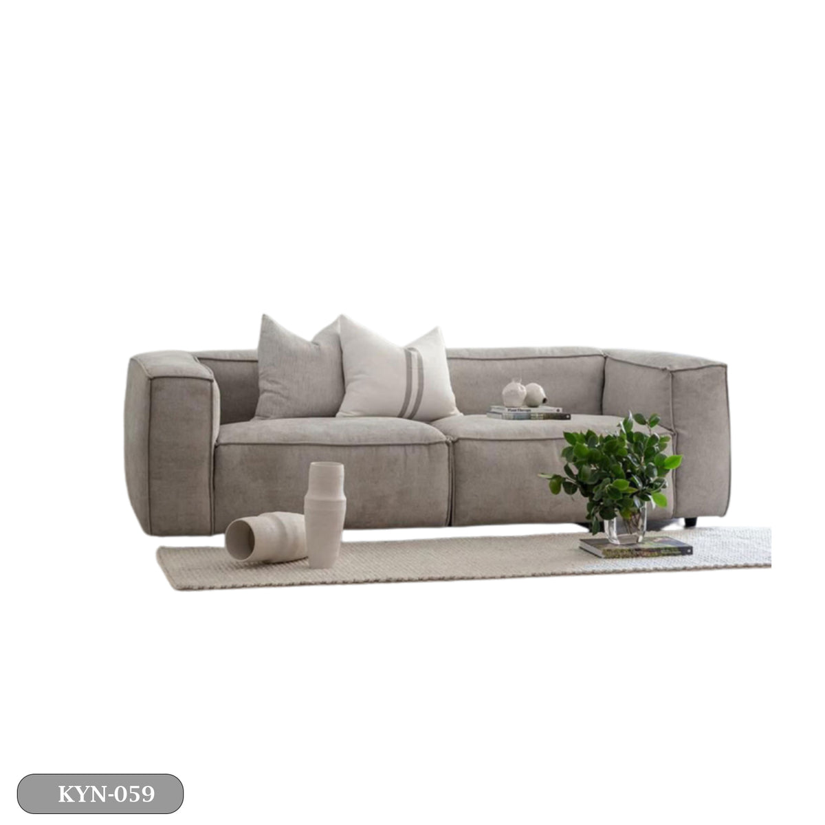 Beech wood sofa with linen or velvet fabric - KYN-059
