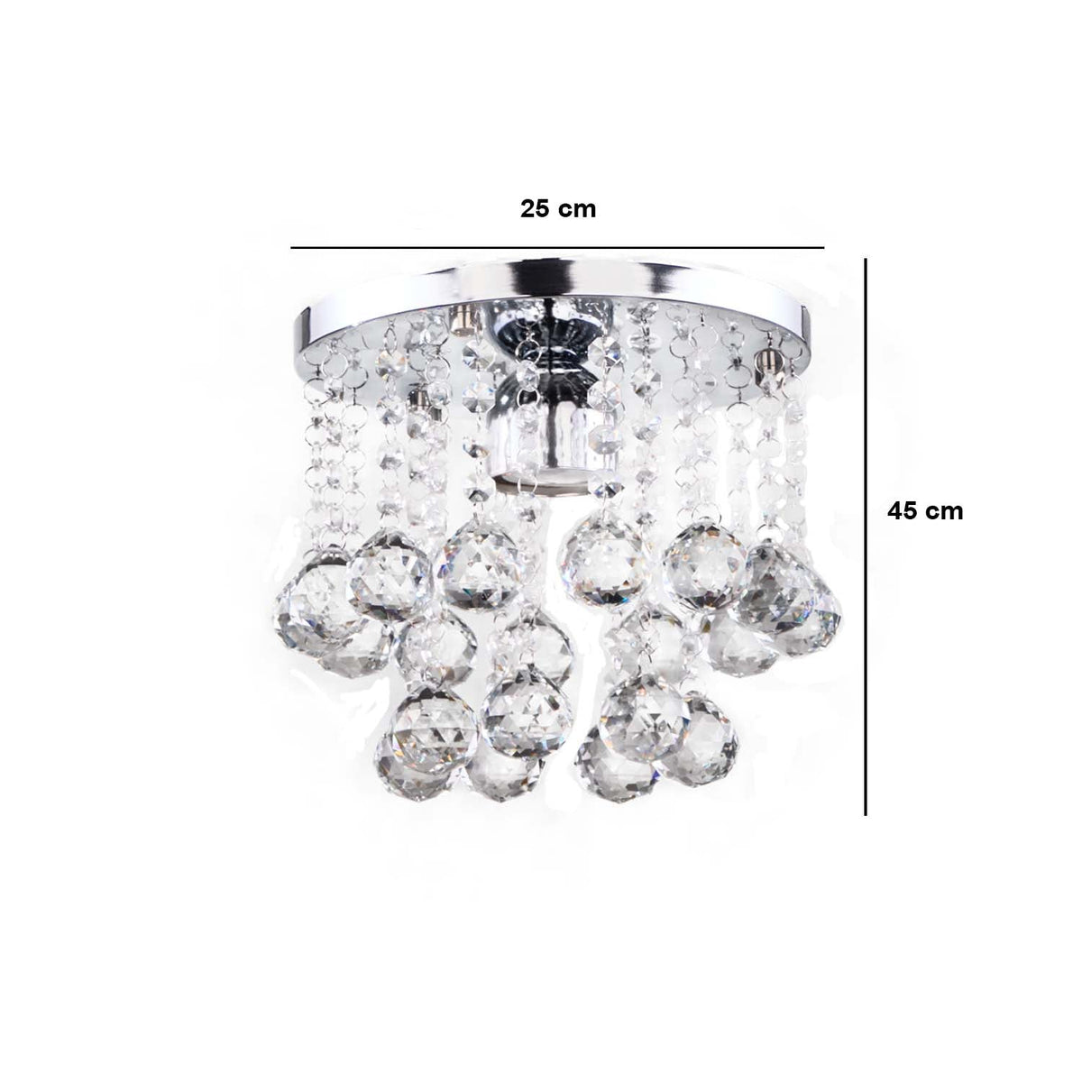 Small crystal and stainless steel chandelier with a luxurious touch