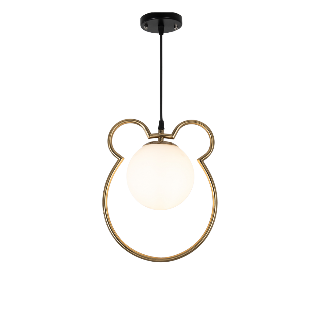 Modern Ceiling Pendant WDD-005 – Luxurious Gold Design with White Glass and Single E27 Light Bulb