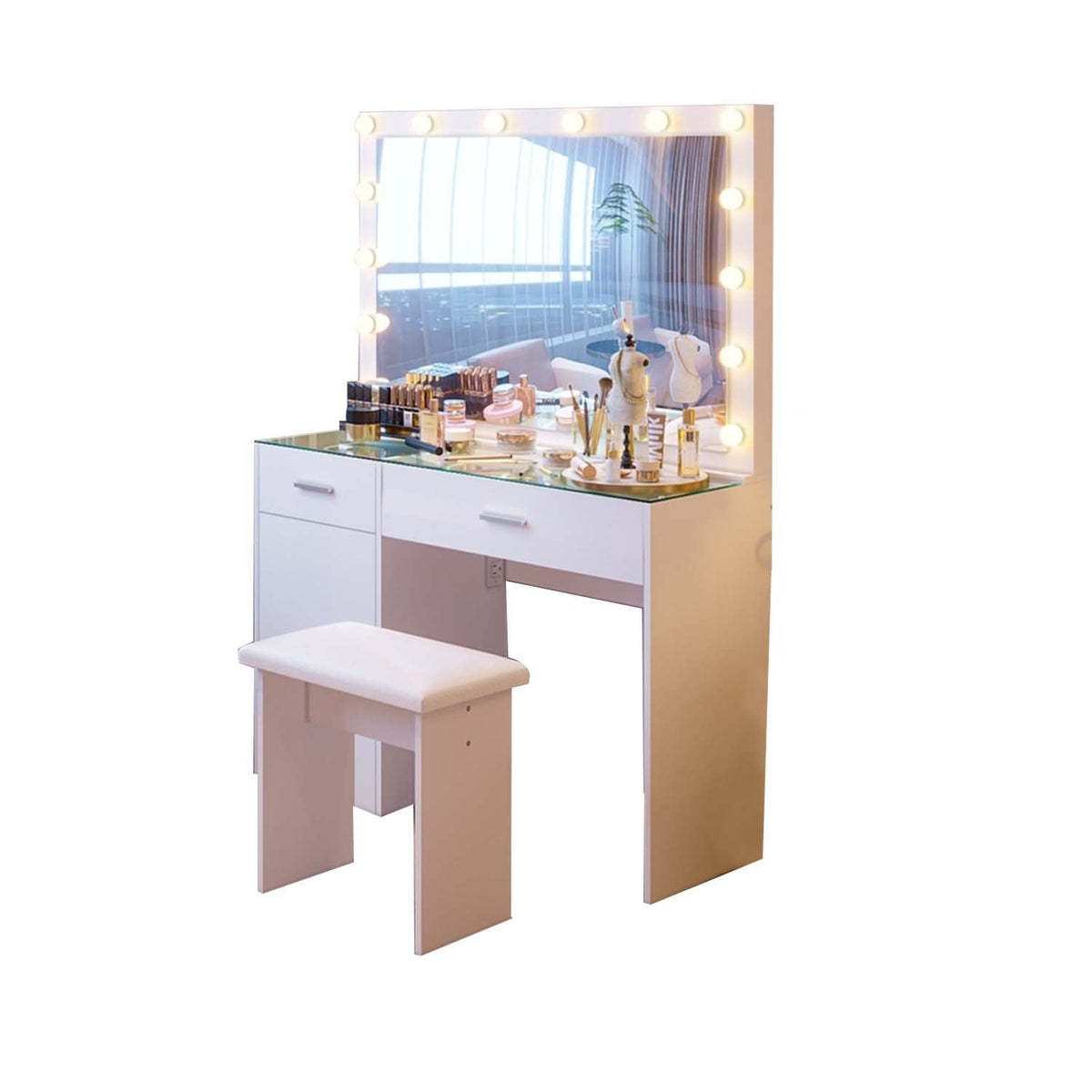 High quality MDF wood dresser with pouf - OSM-053