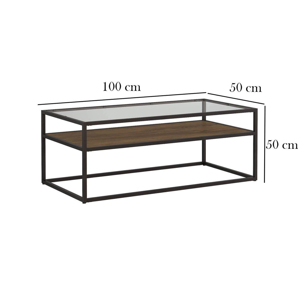 Erica coffee table, 100 * 50, MDF wood and glass