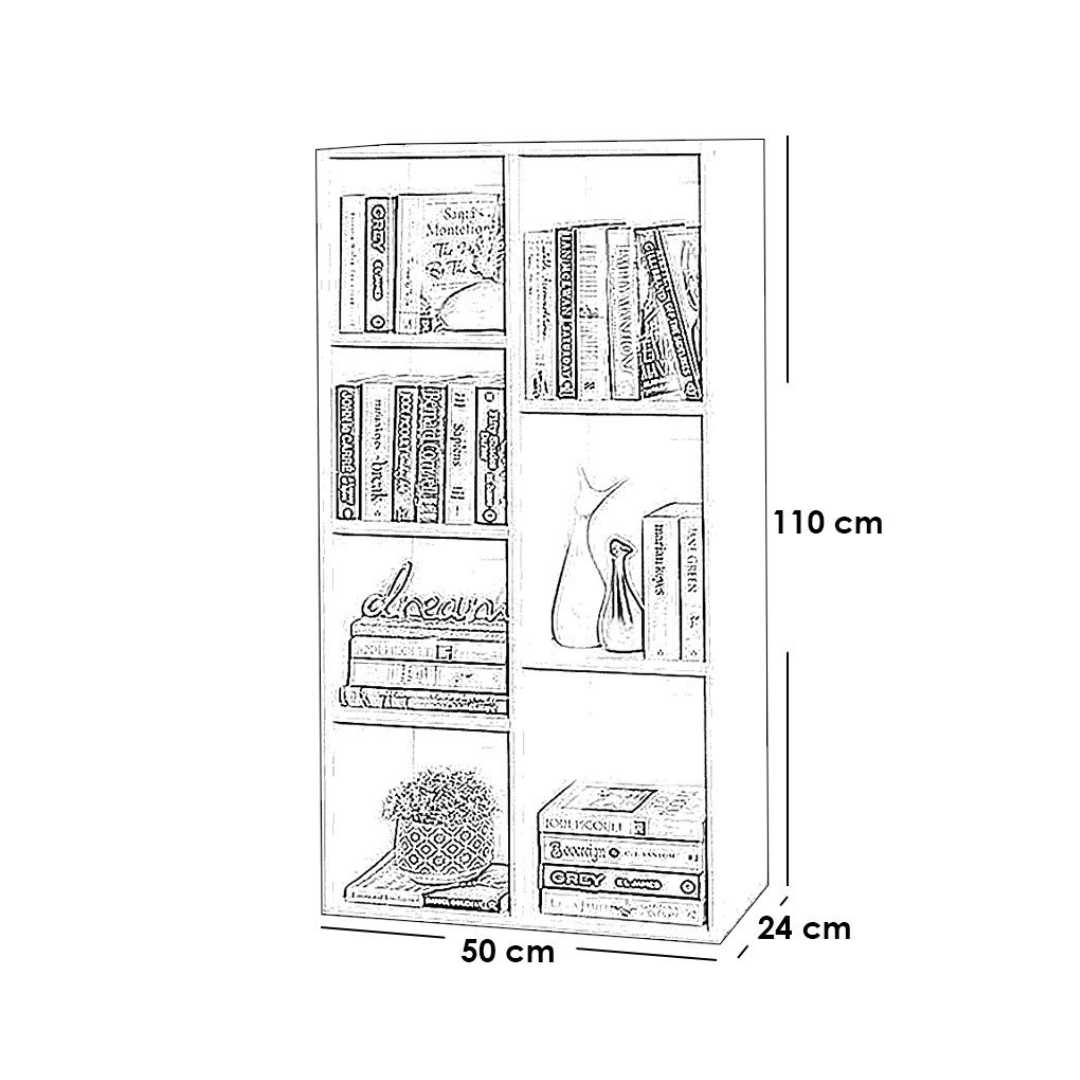 مكتبة ام دي اف ابيض - 110x50x24 سم - OSM-556