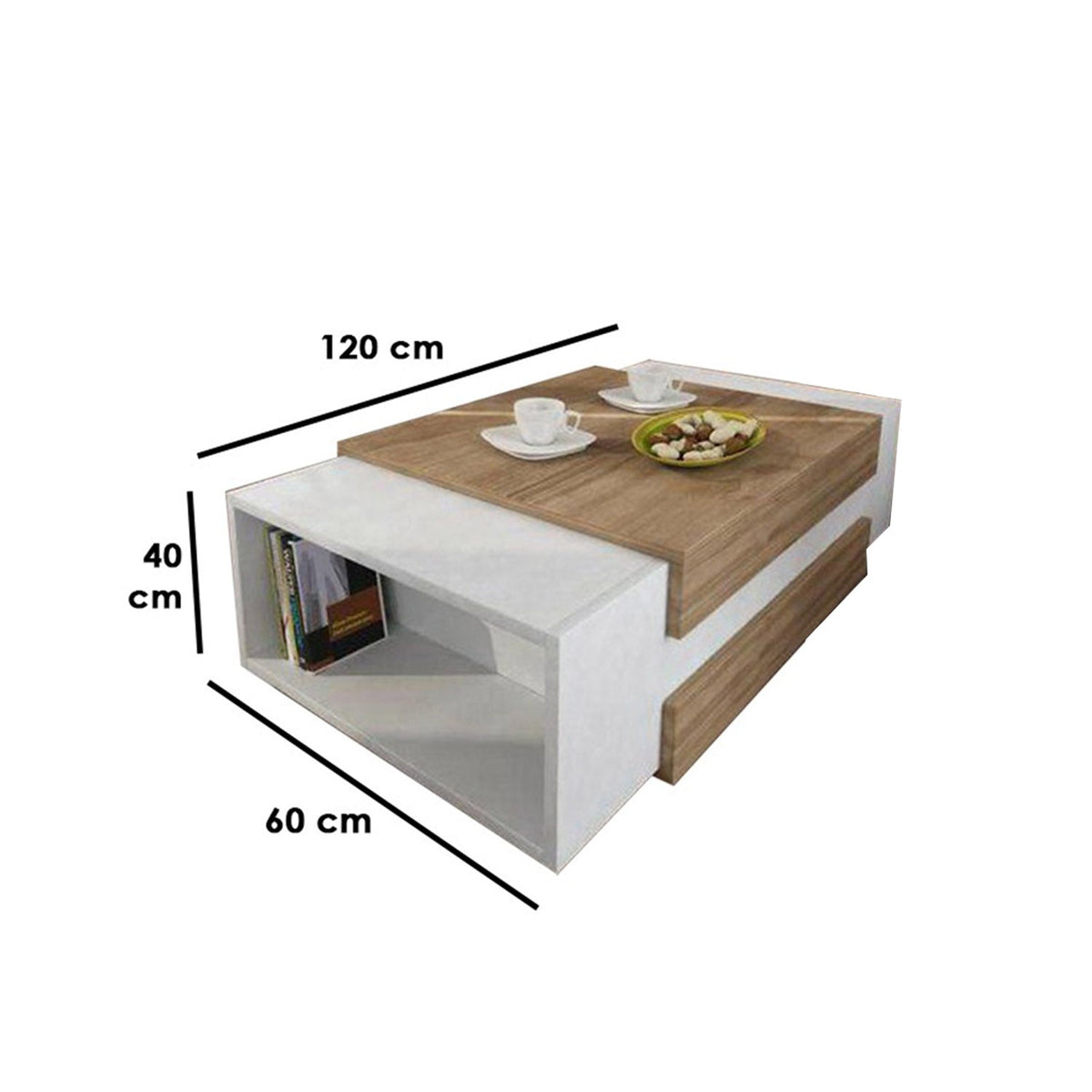 Abella coffee table with 2 shelves, 120*40 MDF wood