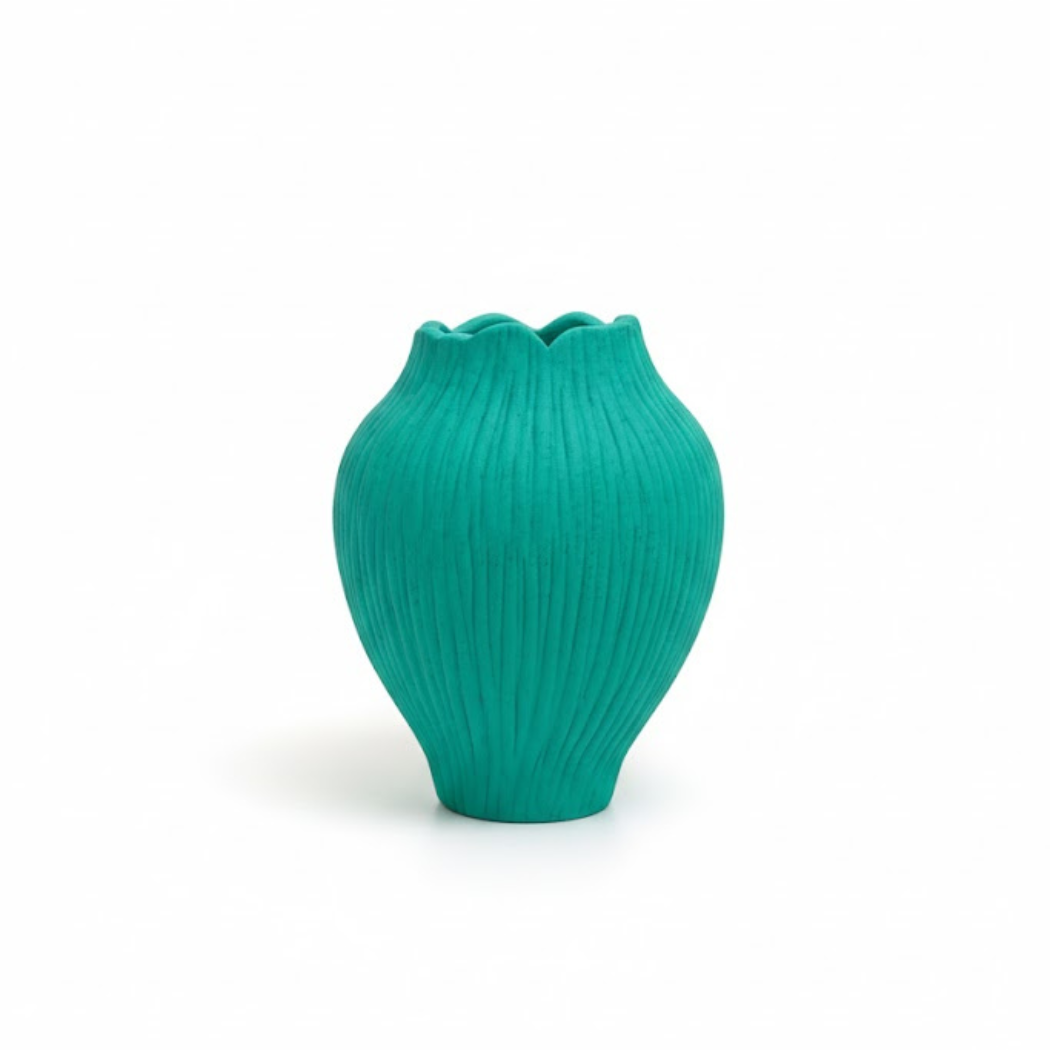 Green Ceramic Vase with Elegant Balanced Design – KHK-044