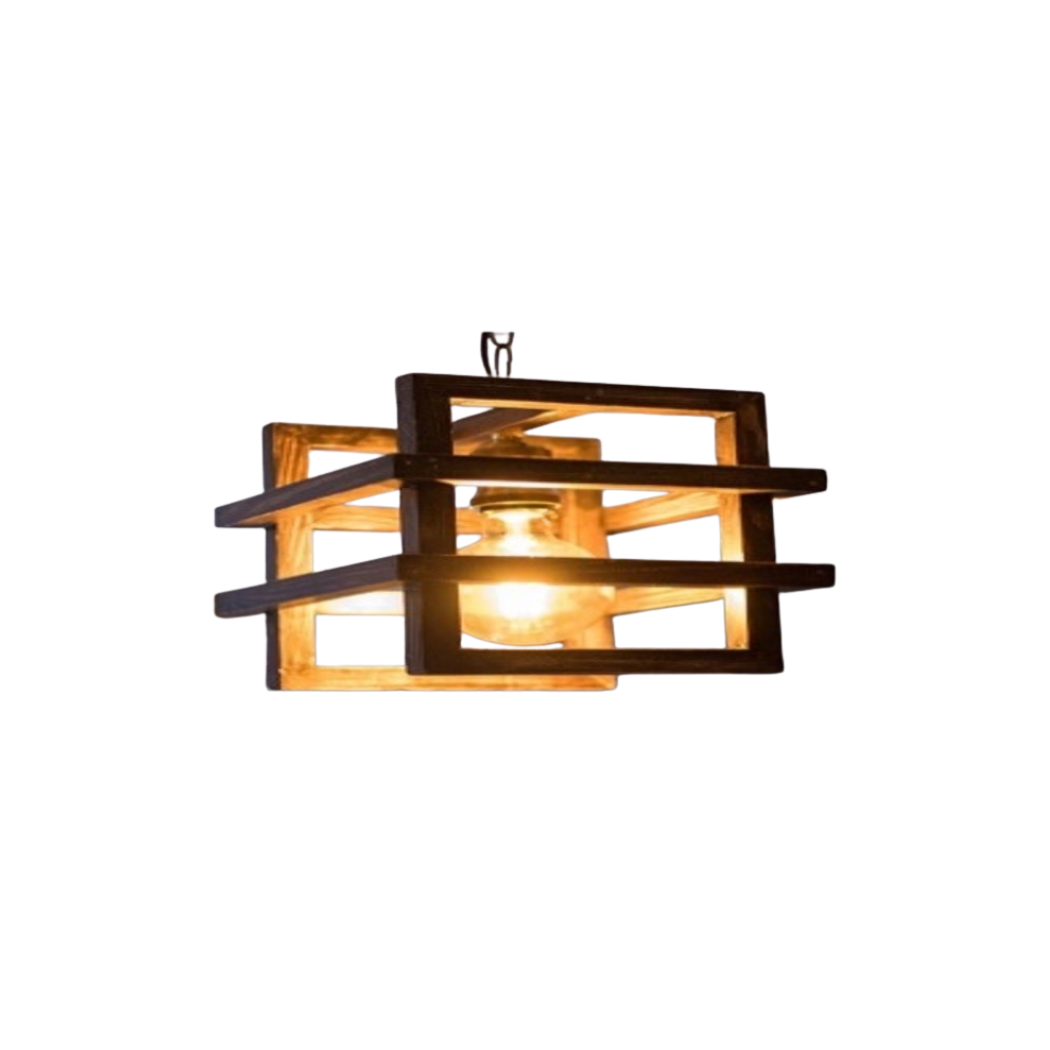Single Ceiling Pendant Natural Wood Reddish Brown Paint – Model SKN-032 from Oscar Furniture
