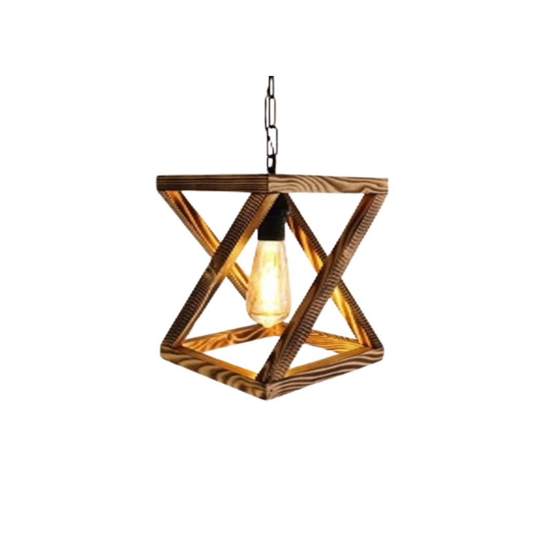 Single Ceiling Pendant Natural Wood Transparent Insulating Coating – Burnt Wood Style – Model SKN-045 from Oscar Furniture
