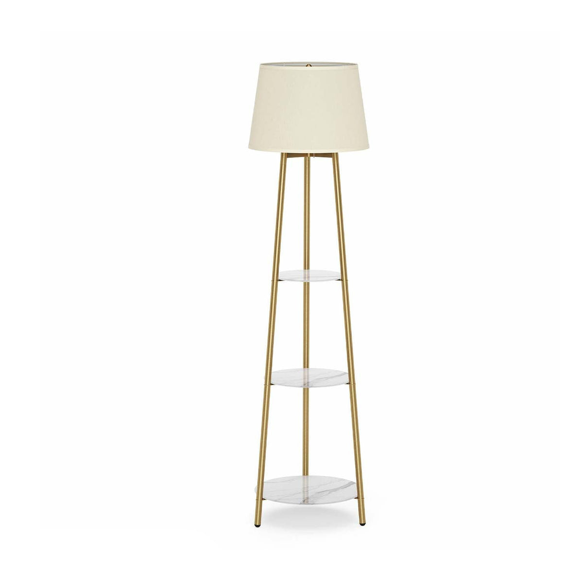 Luxurious metal floor lamp with a marble base