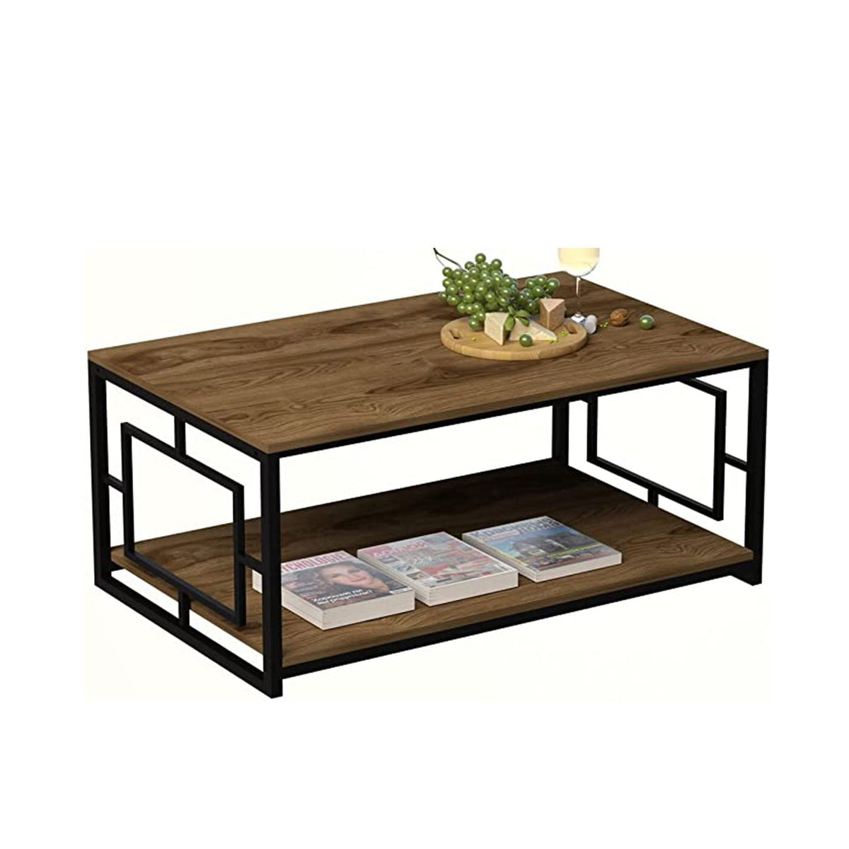 Iron and Melamine Wood Coffee Table - MTC-040
