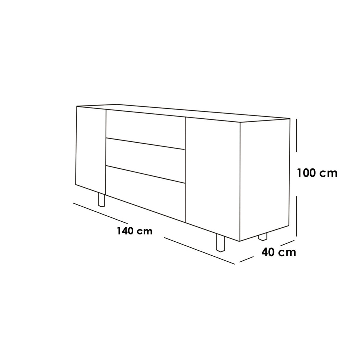 White MDF Buffet - 100 x 140 x 40 cm - OSM-569