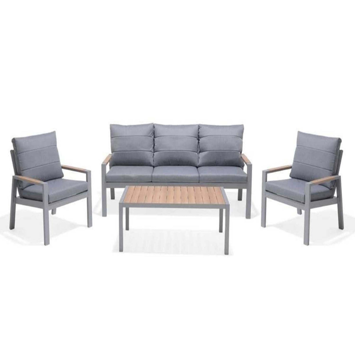 Luxury Metal Outdoor Seating Set for 7 People – Elegant Dark Gray