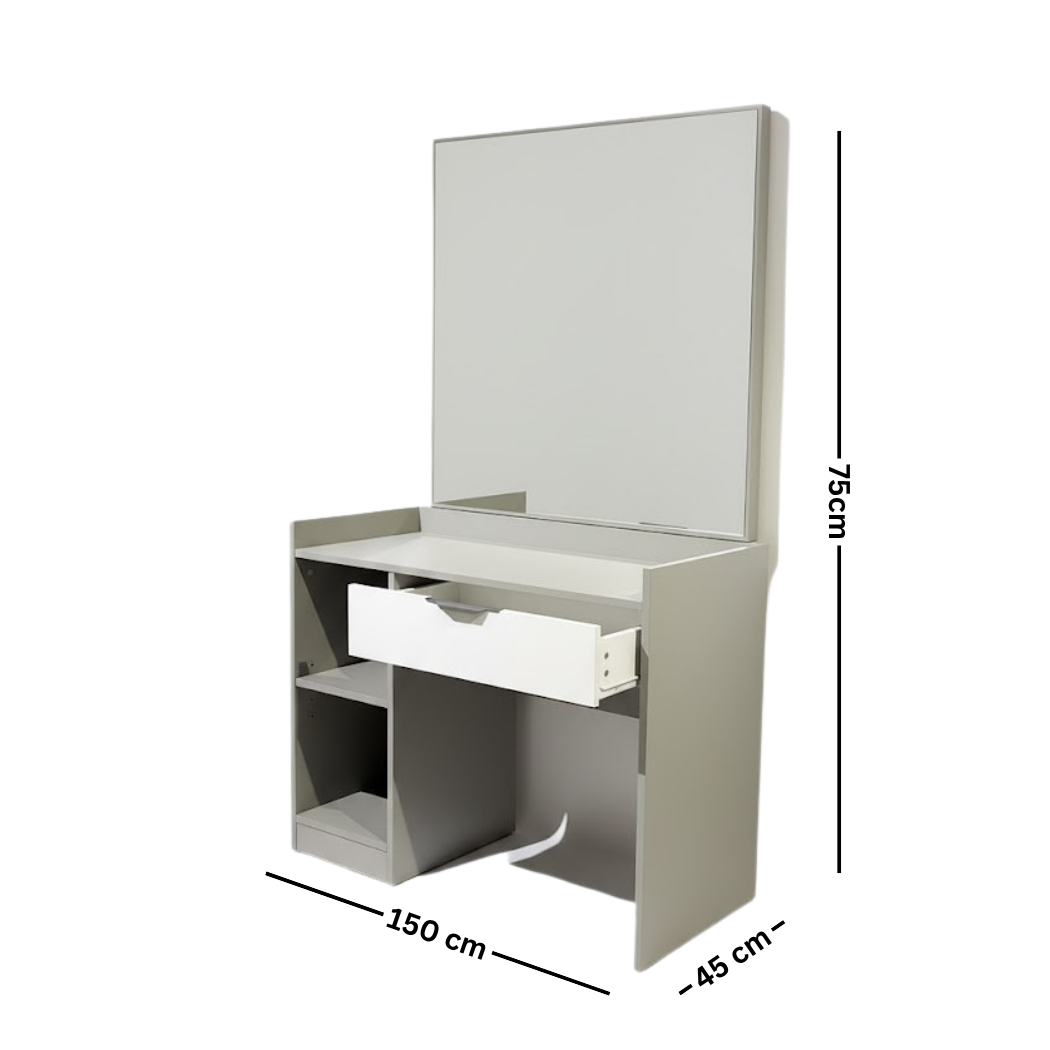 Complete bedroom – bed + wardrobe + 2 nightstands + dresser with frame – gray × white melamine counter wood – model ABG-001-A