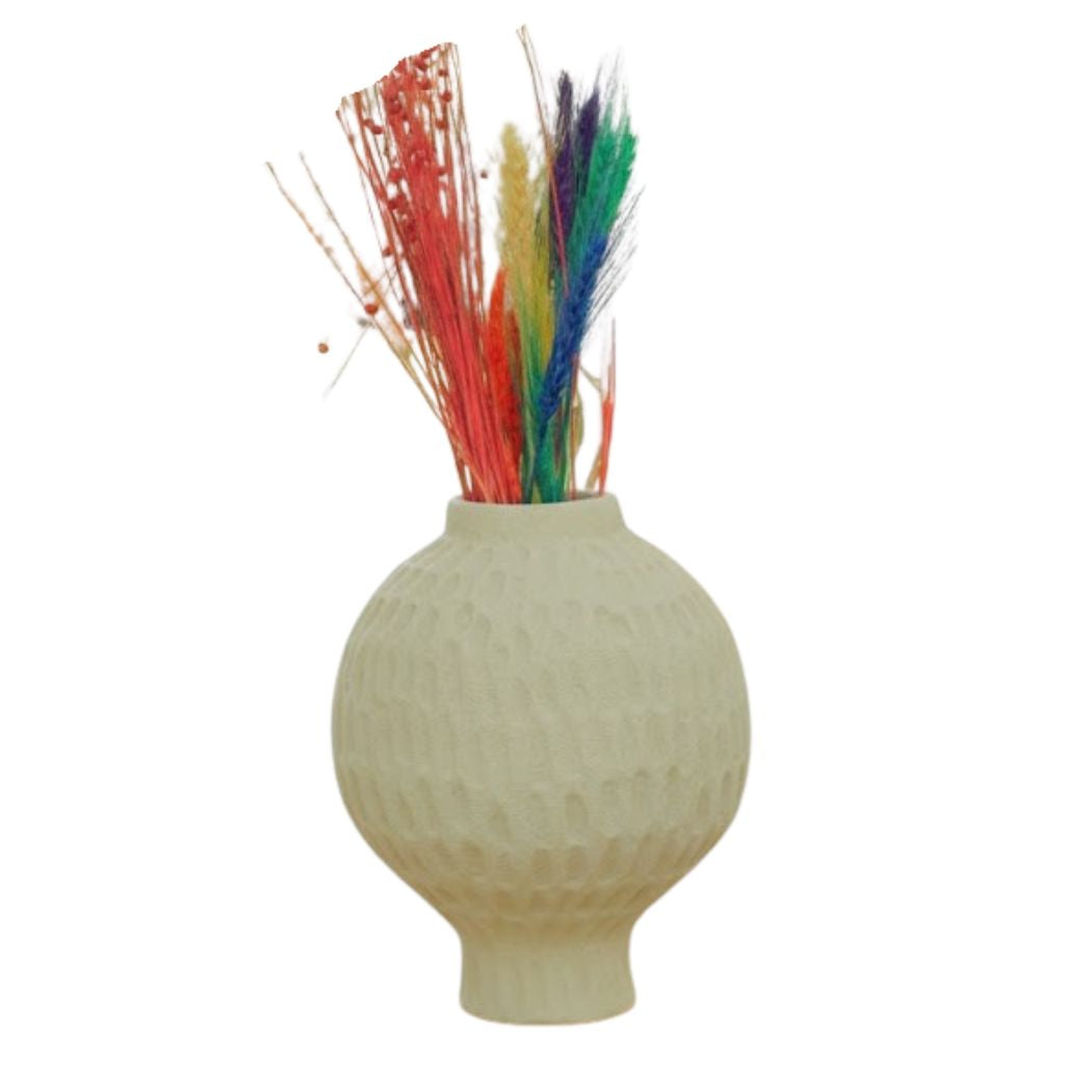 Beige-colored ceramic vase with a calm elegant design – KHK-037