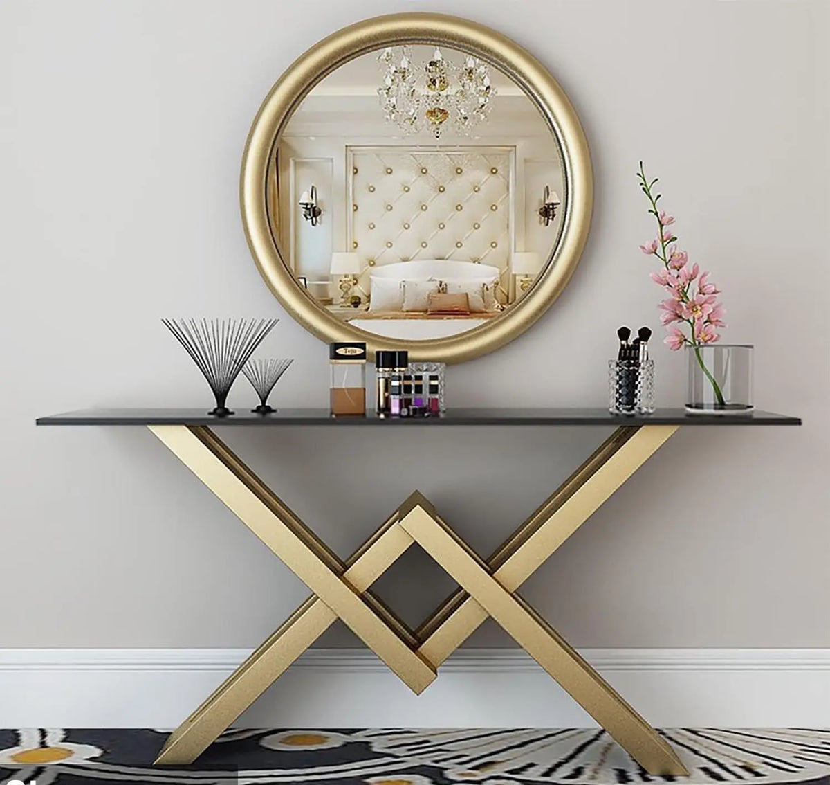 Pam iron console with electrostatic paint and MDF wood