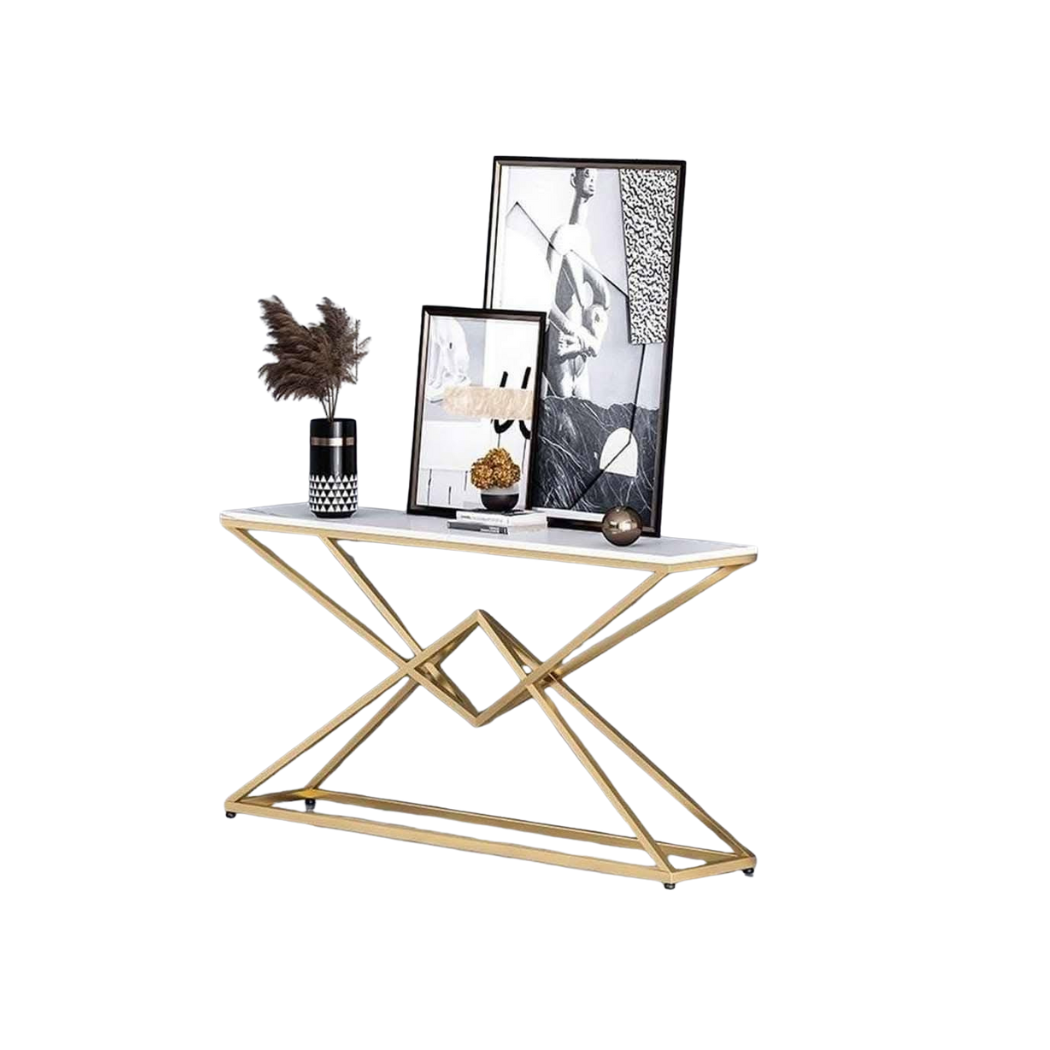 Steel coated console – natural Carrara marble top – luxurious and modern design – model ZSL-026