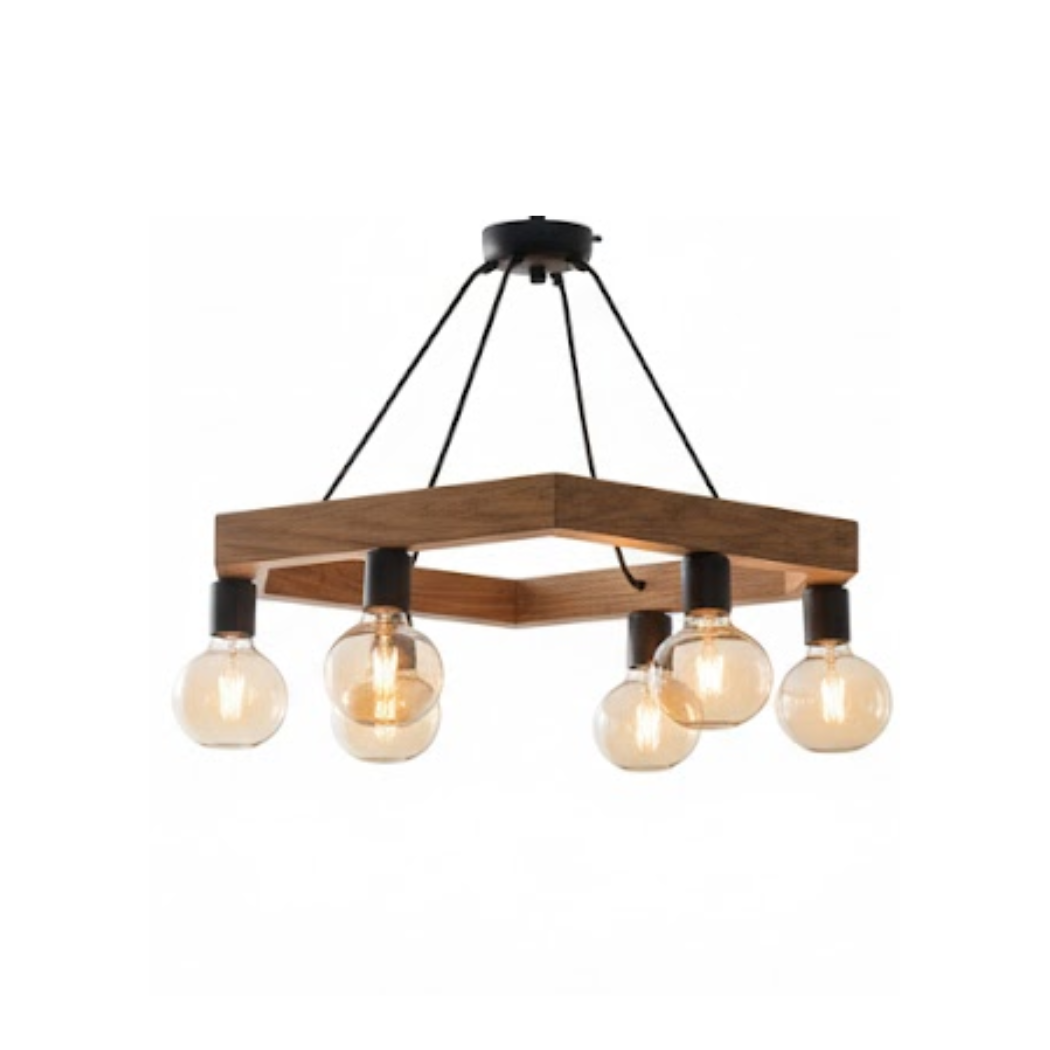 Natural Wood Chandelier with Reddish Brown Paint – Model SKN-009 from Oscar Furniture