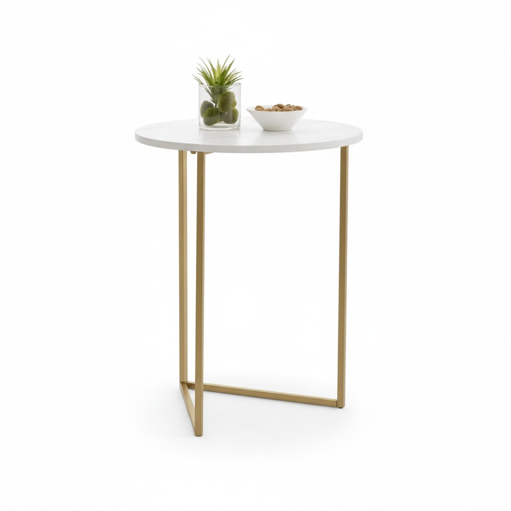 ELET-022 Table Set – Electrostatic Coated Iron with Marble in a Stylish Modern Design