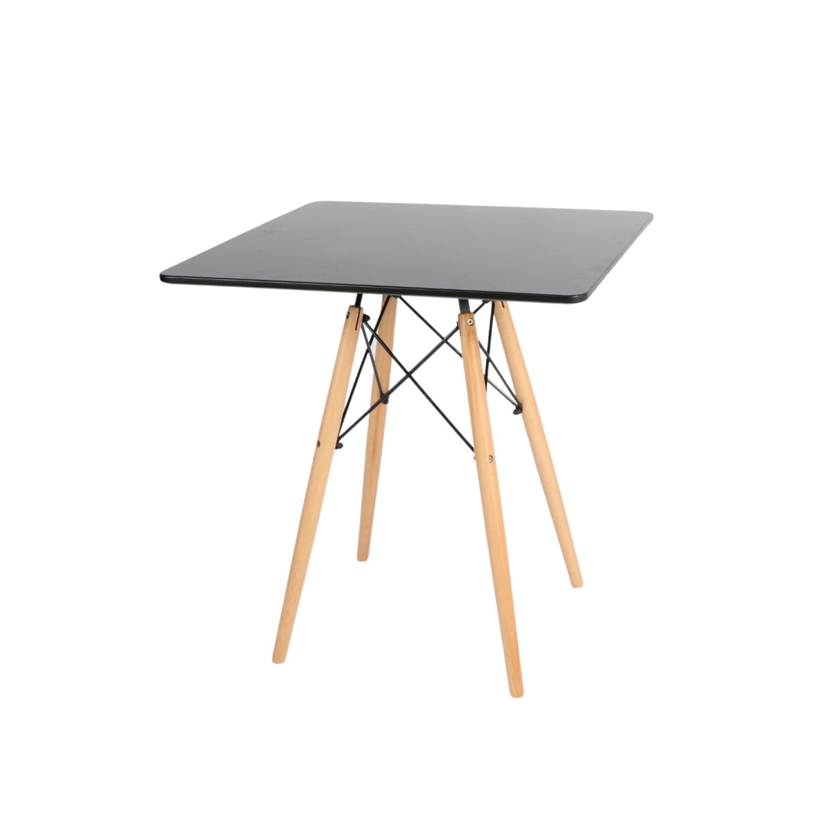 Melamine Layered MDF Tablet with Beech Wood Legs and Iron Chassis 60x60cm - RYL-044