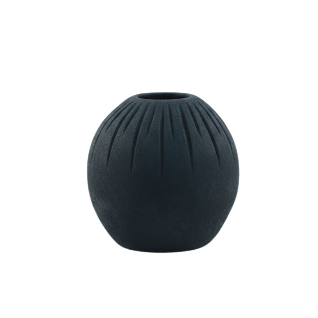 Black Ceramic Vase with Elegant Balanced Design – KHK-030