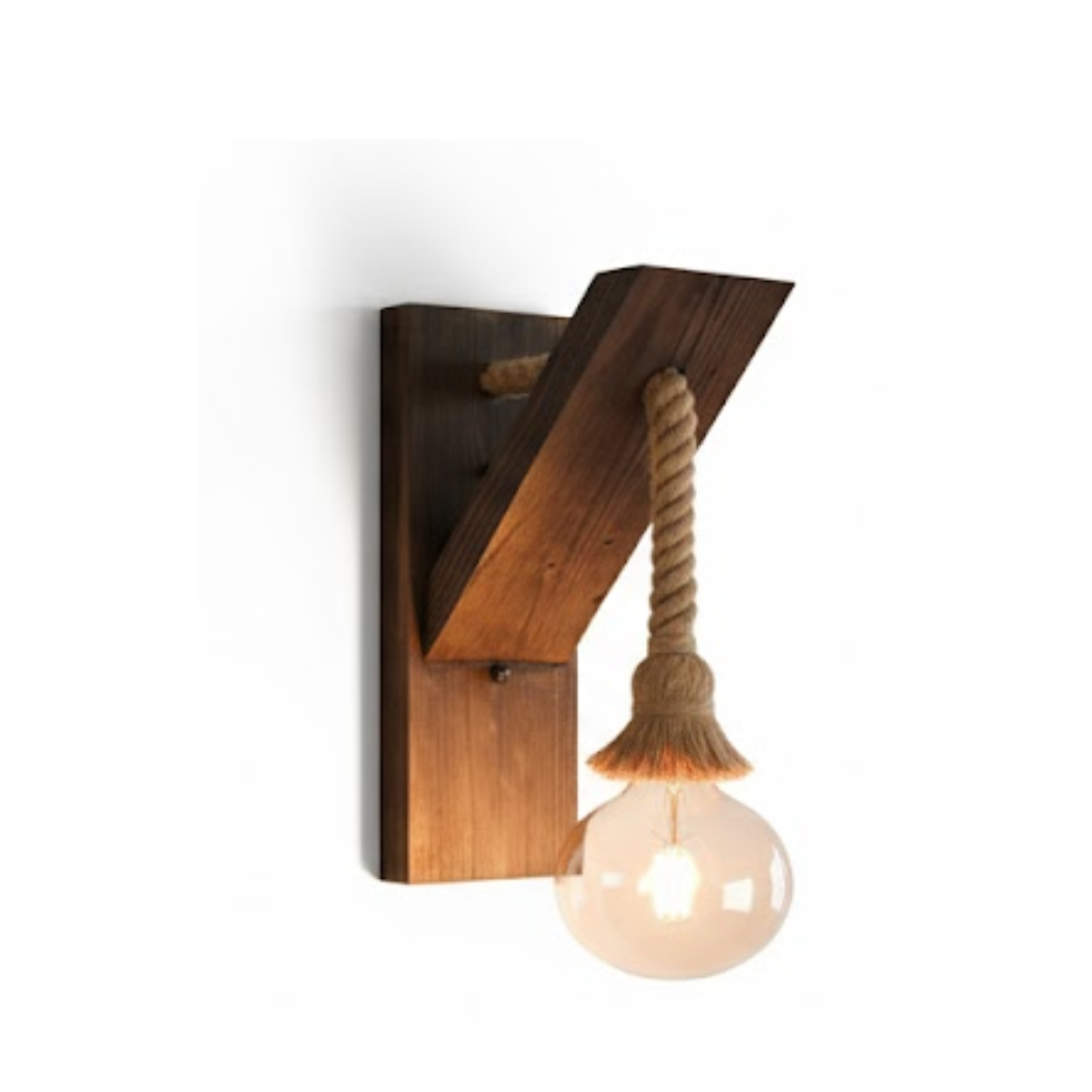 Wall applique natural wood + linen rope – model SKN-003 from Oscar Furniture