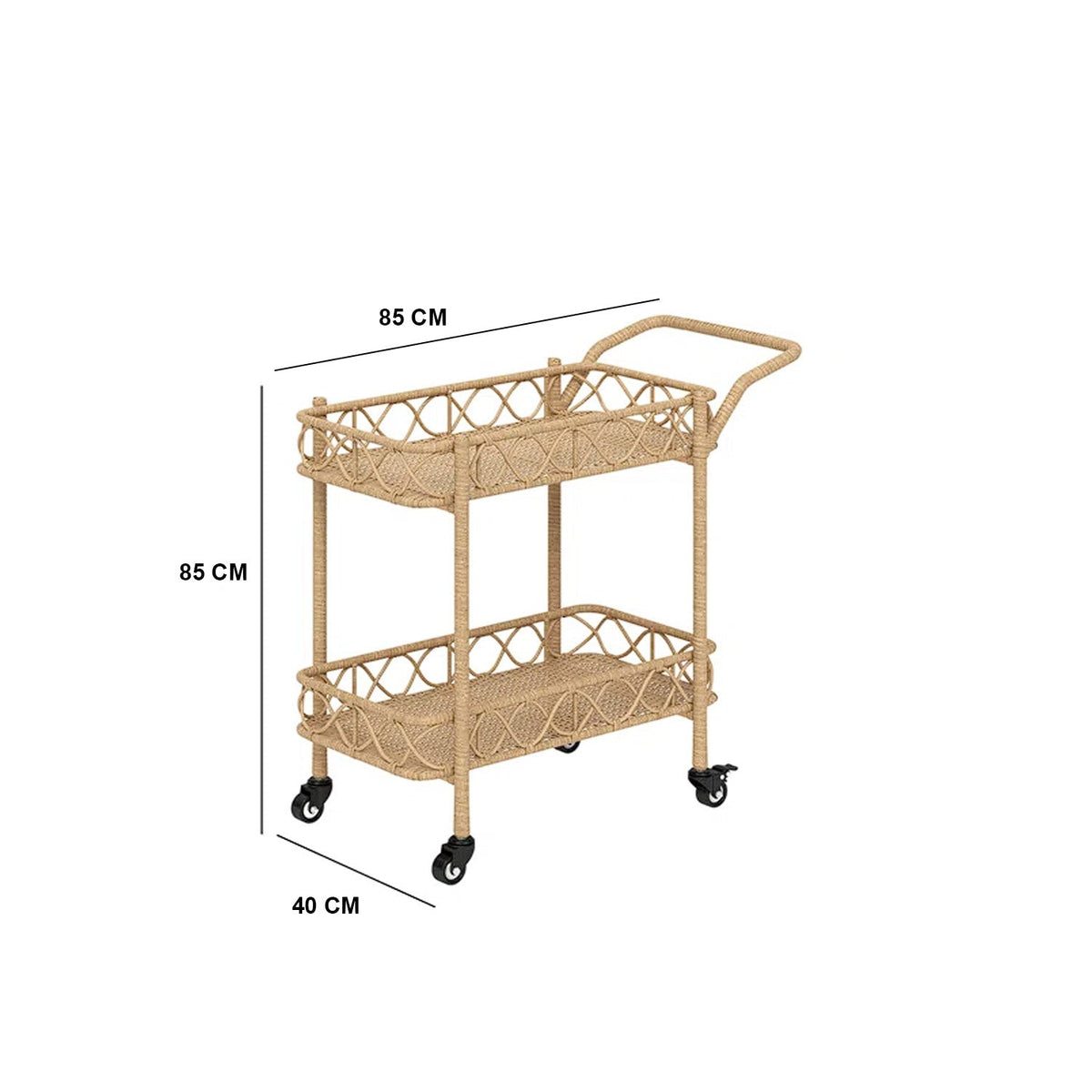 Wheeled trolley made of rattan-OS-238