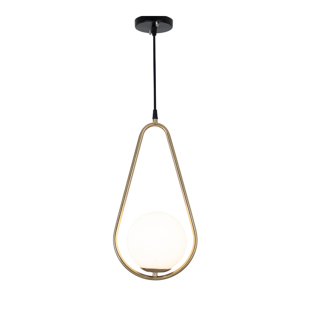 Modern Pendant WDD-034 – Luxury Design in Gold Color with Elegant White Glass and E27 Bulb