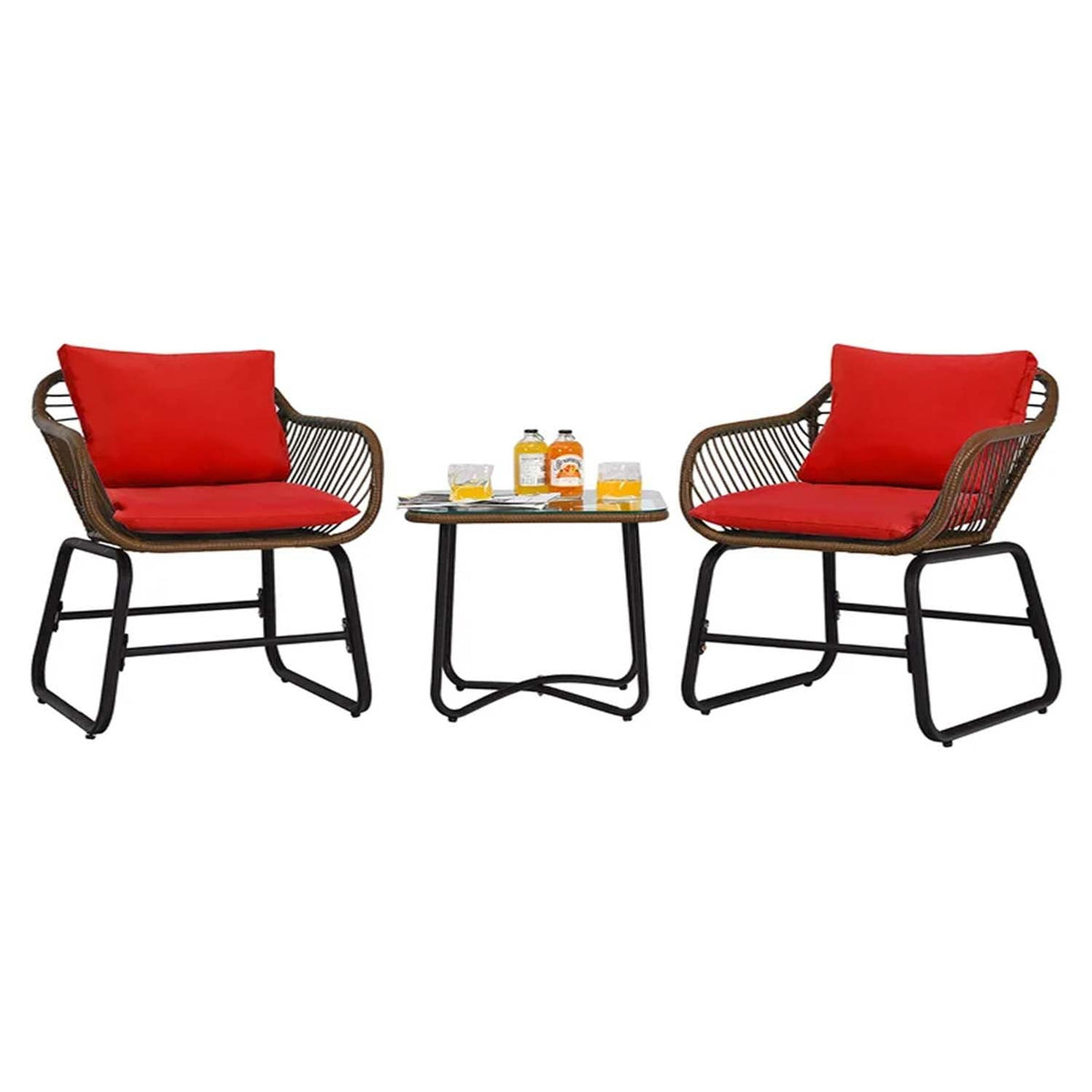 Set of 2 chairs and a table made of rattan - OS-318
