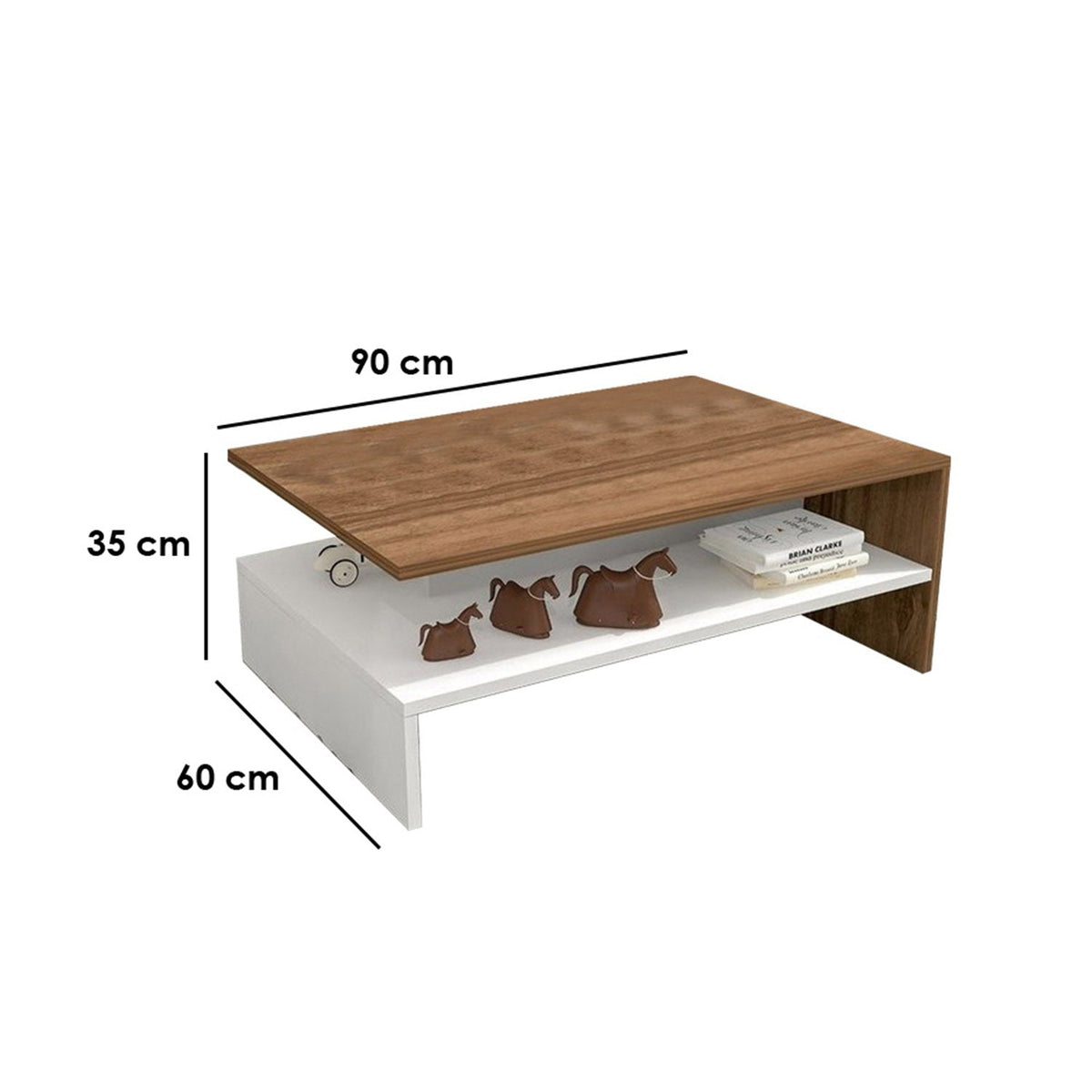 Erla coffee table with shelf 90 * 35 MDF wood