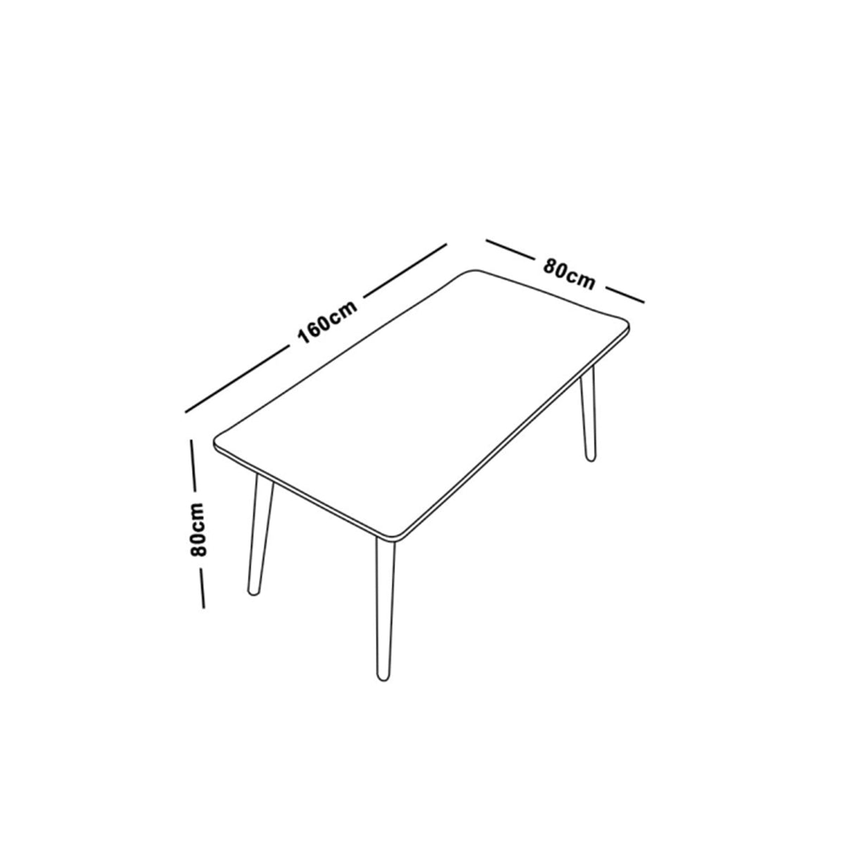 Dining table - 6 pieces of red beech wood and MDF wood table - KYN-187