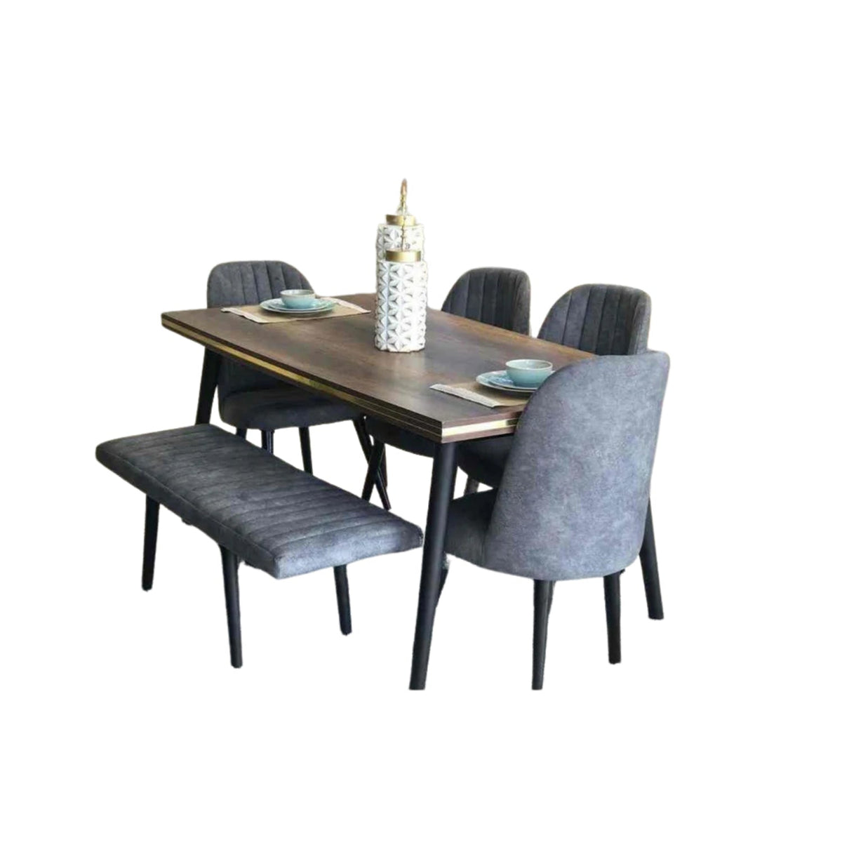 Dining table - 6 pieces of red beech wood and MDF wood table - KYN-194