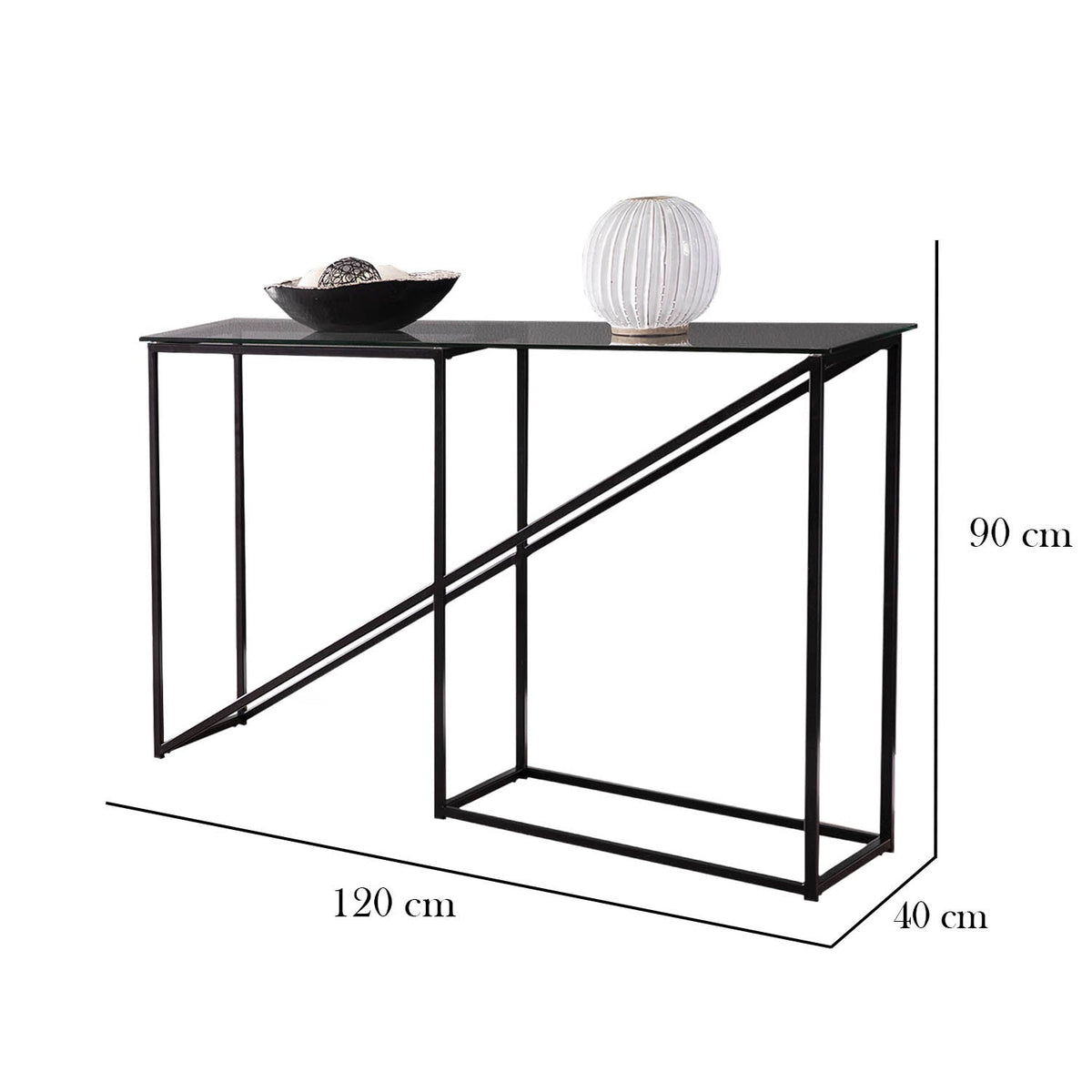 Iron console with electrostatic paint