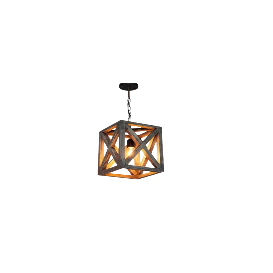 Single Ceiling Pendant Natural Wood Reddish Brown Paint – Model SKN-043 from Oscar Furniture