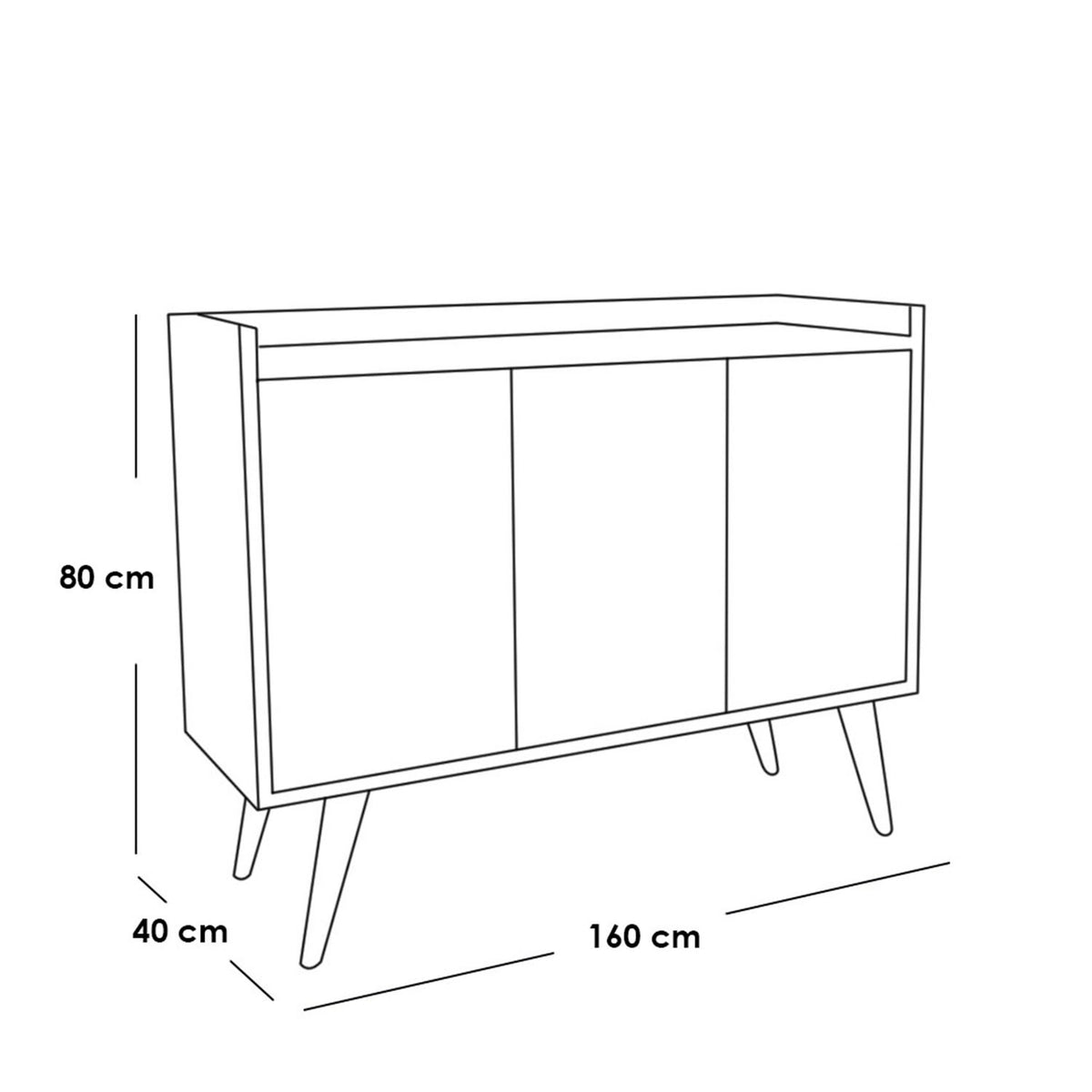 Beige and black MDF buffet - 160 x 80 x 40 cm - OSM-564