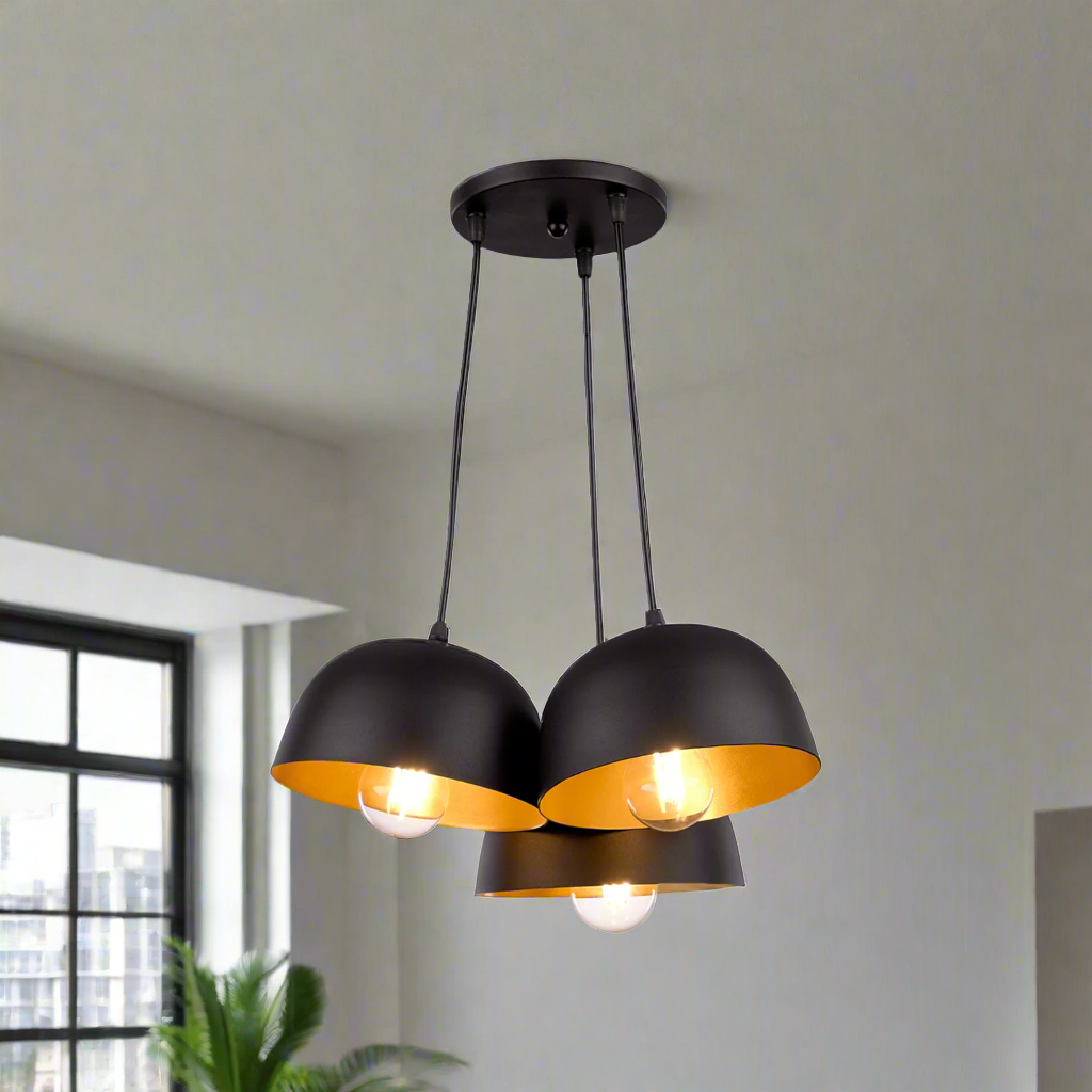 Large aluminum chandelier with elegant lighting
