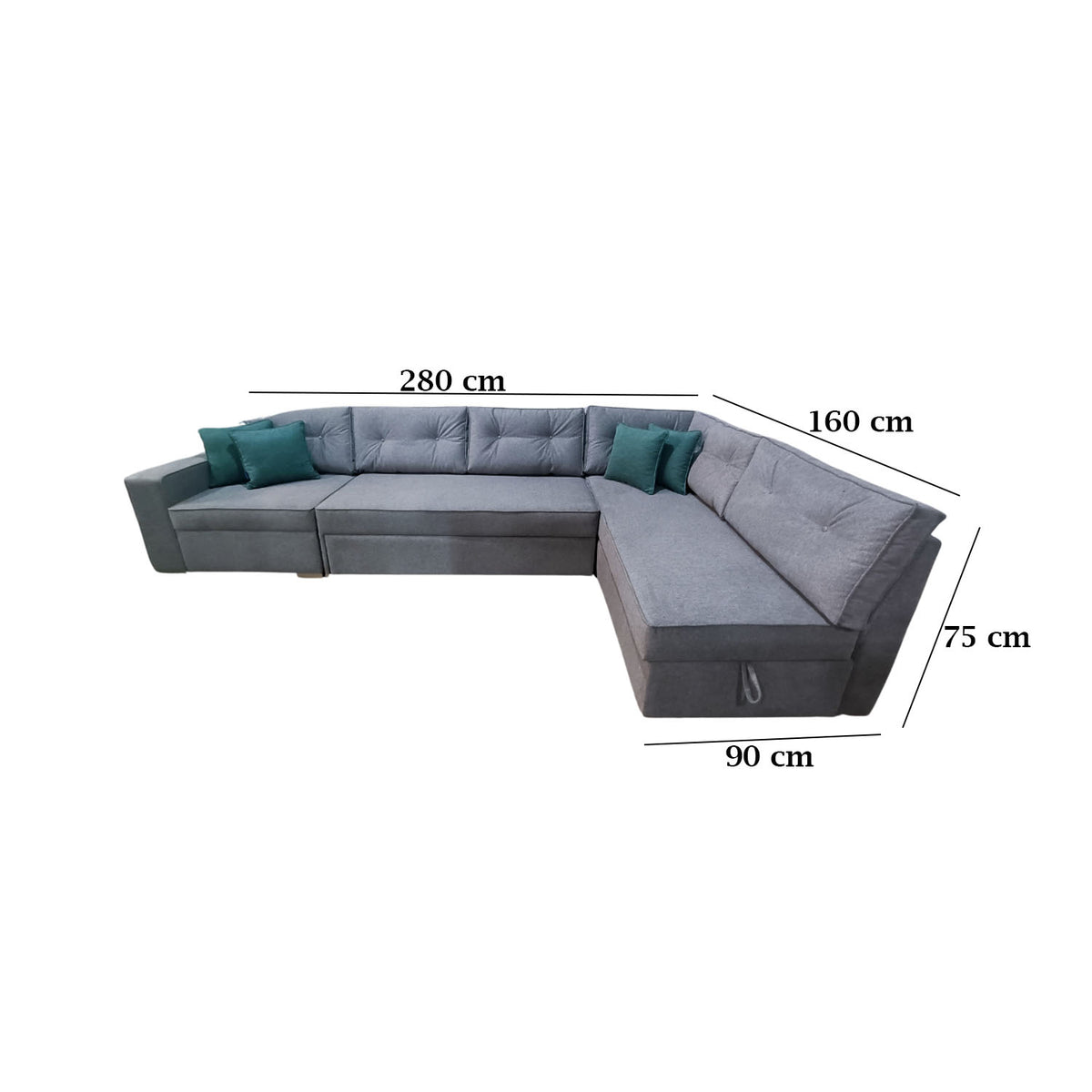 Manx 3-seat sofa with full back - red beech wood - HST-053