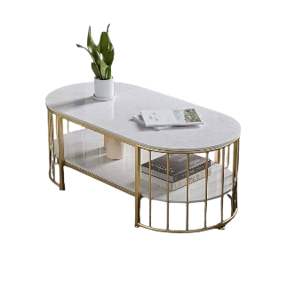 Steel Coated Coffee Table – Luxury Carrara Marble Top – Elegant Modern Design – Model ZSL-029