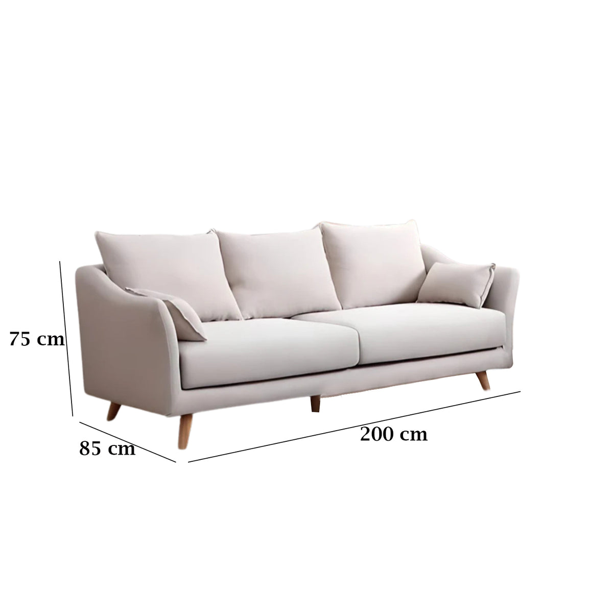 Beech wood sofa set - velor fabric - ENT-037