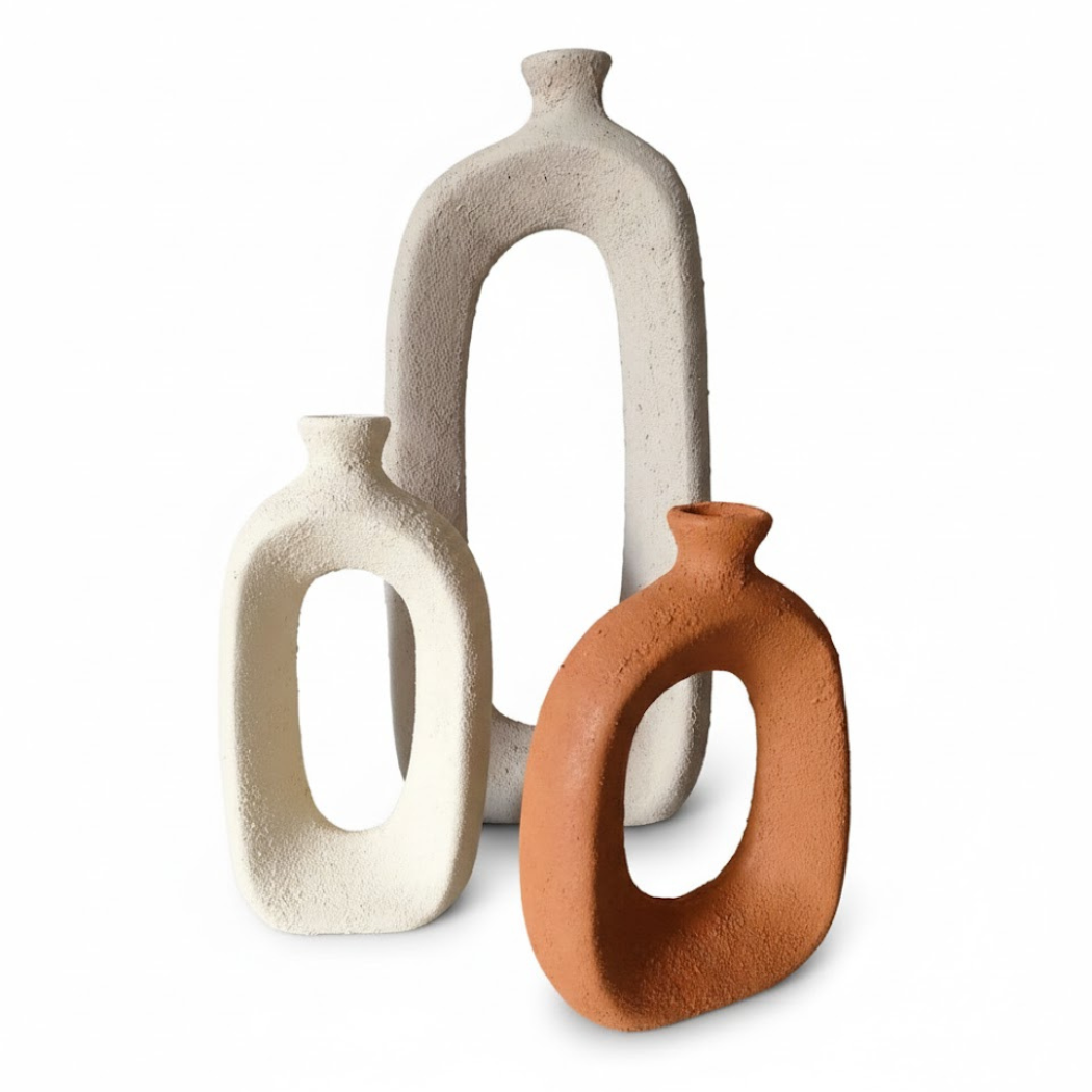 Set of 3 Multicolored Pottery Vases for Modern Decor KHK-046