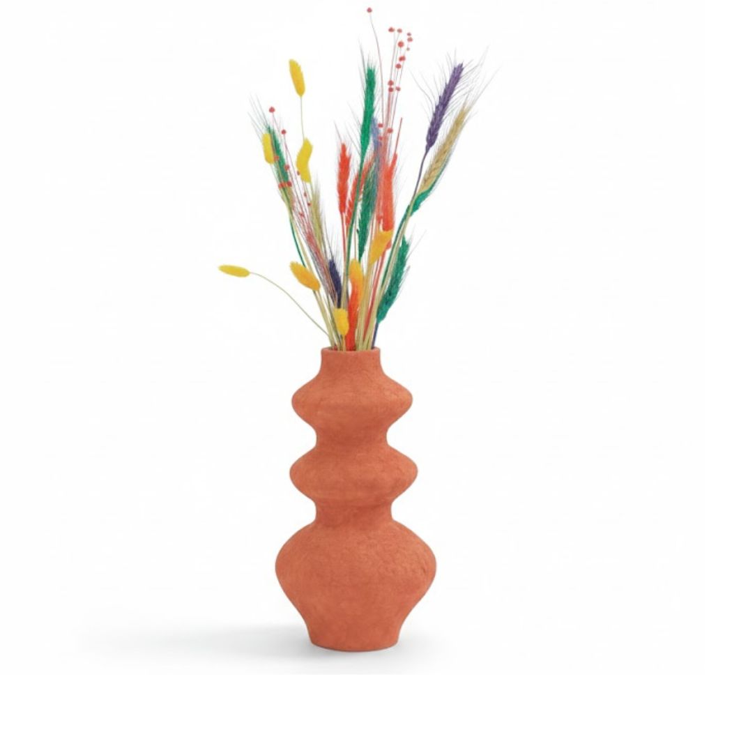 Set of 2 Ceramic Vases in Elegant Vertical Gradient Orange – KHK-025