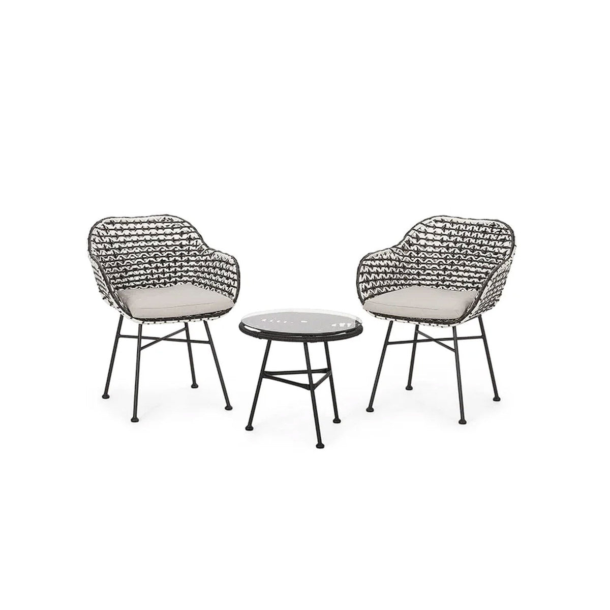 Set of 2 chairs and a table made of rattan - OS-245