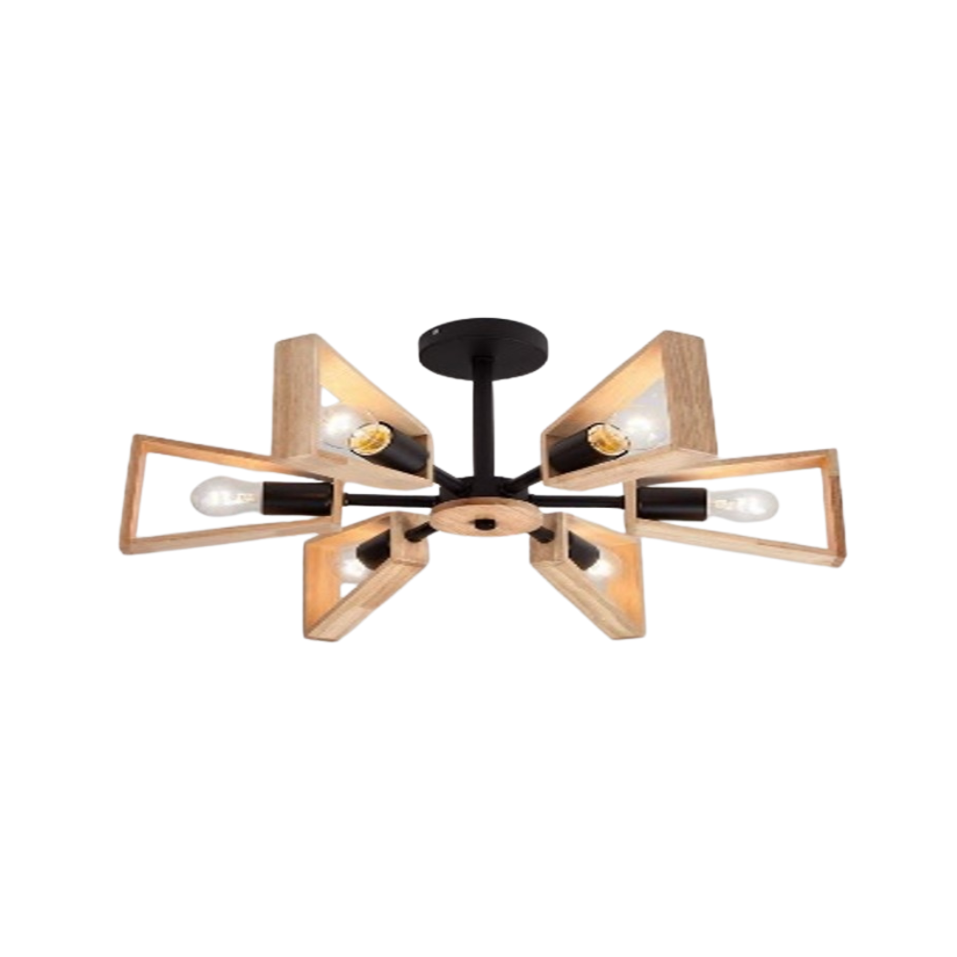 Natural Wood and Metal Chandelier – Elegant Modern Design – Model SKN-041 from Oscar Furniture