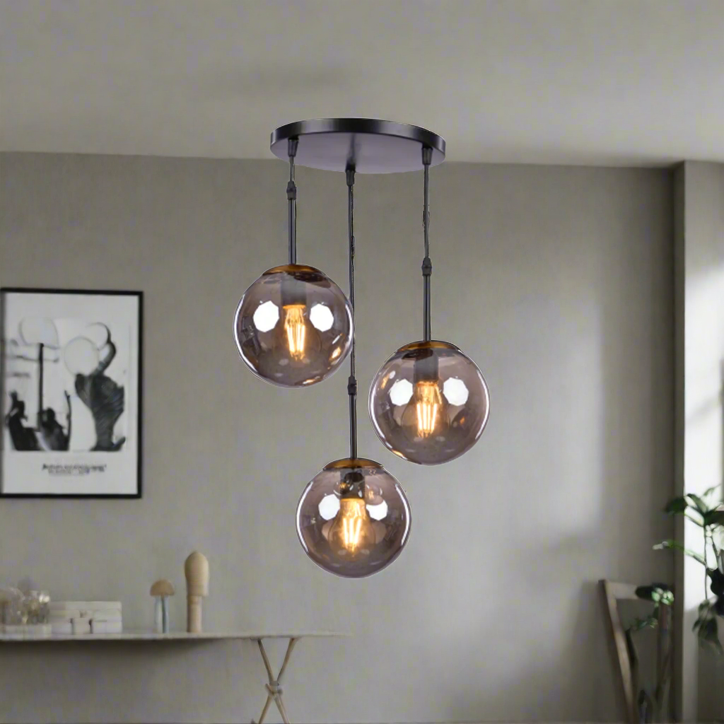 Aluminum and glass chandelier with an elegant design full of sophistication