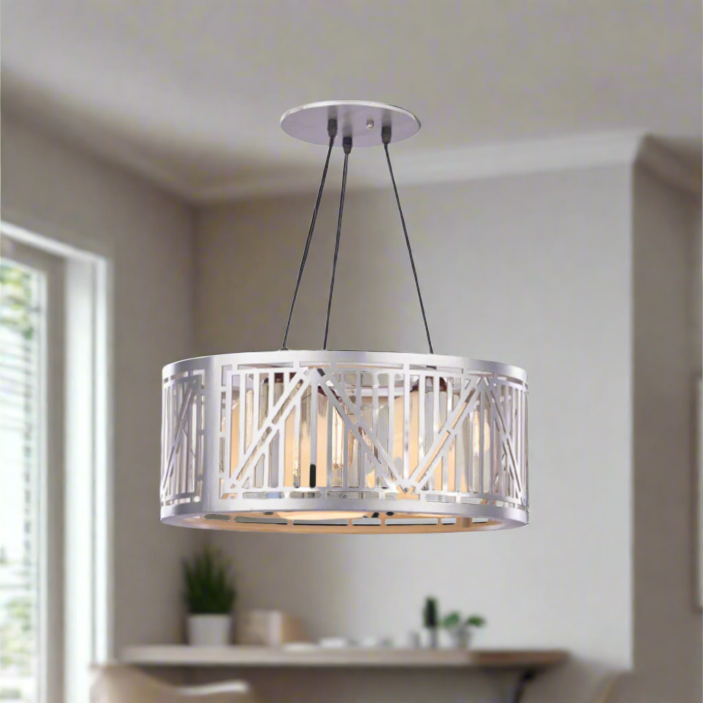 Wood and metal chandelier with a modern and luxurious design