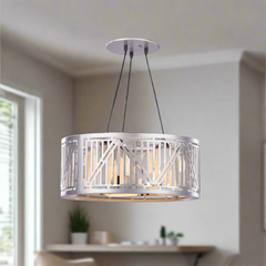 Wood and metal chandelier with a modern and luxurious design