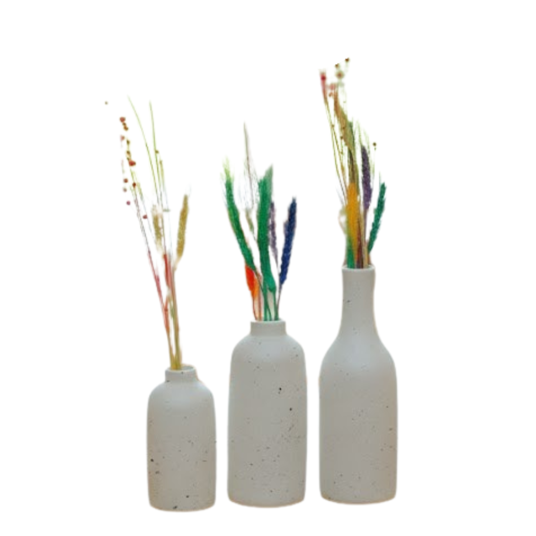 Set of 3 Elegant Gradient Beige Pottery Vases – KHK-041